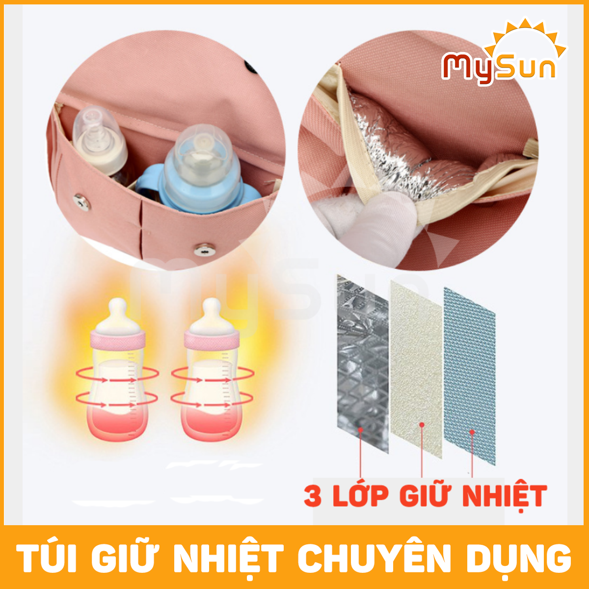 Balo bỉm sữa ĐA NĂNG có túi đựng đồ giữ nhiệt cho mẹ và em bé sơ sinh MÈO YÊU - MySun