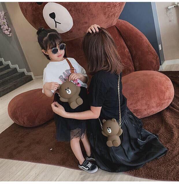 BALO TÚI ĐEO CHÉO GẤU BROWN SILICON SIÊU IU