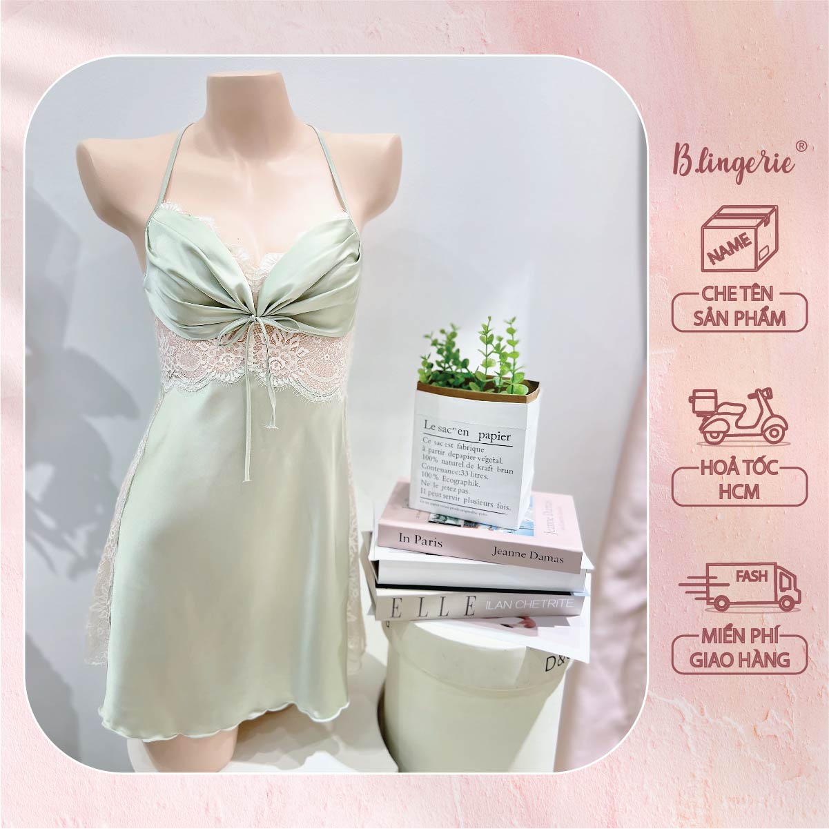 Váy Ngủ Lụa Satin Thoải Mái - B.Lingerie