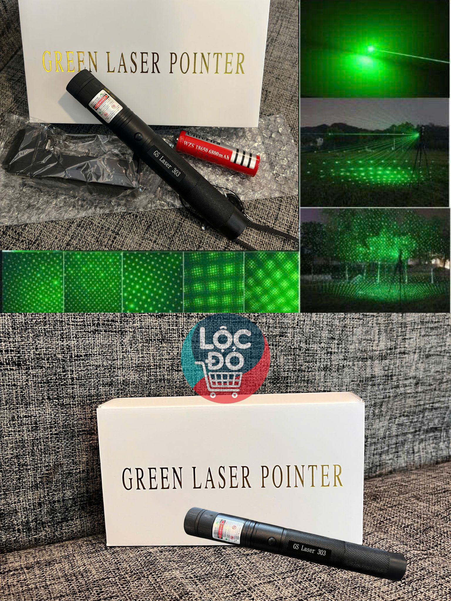 Đèn laser siêu mạnh đèn lazer 303 tia xanh lá, đèn chiếu lazer dạy học