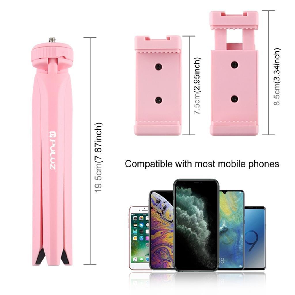 Mini Tripod Camera Mount Stand Mobile Phone Clamp Holder 1/4'' Pink