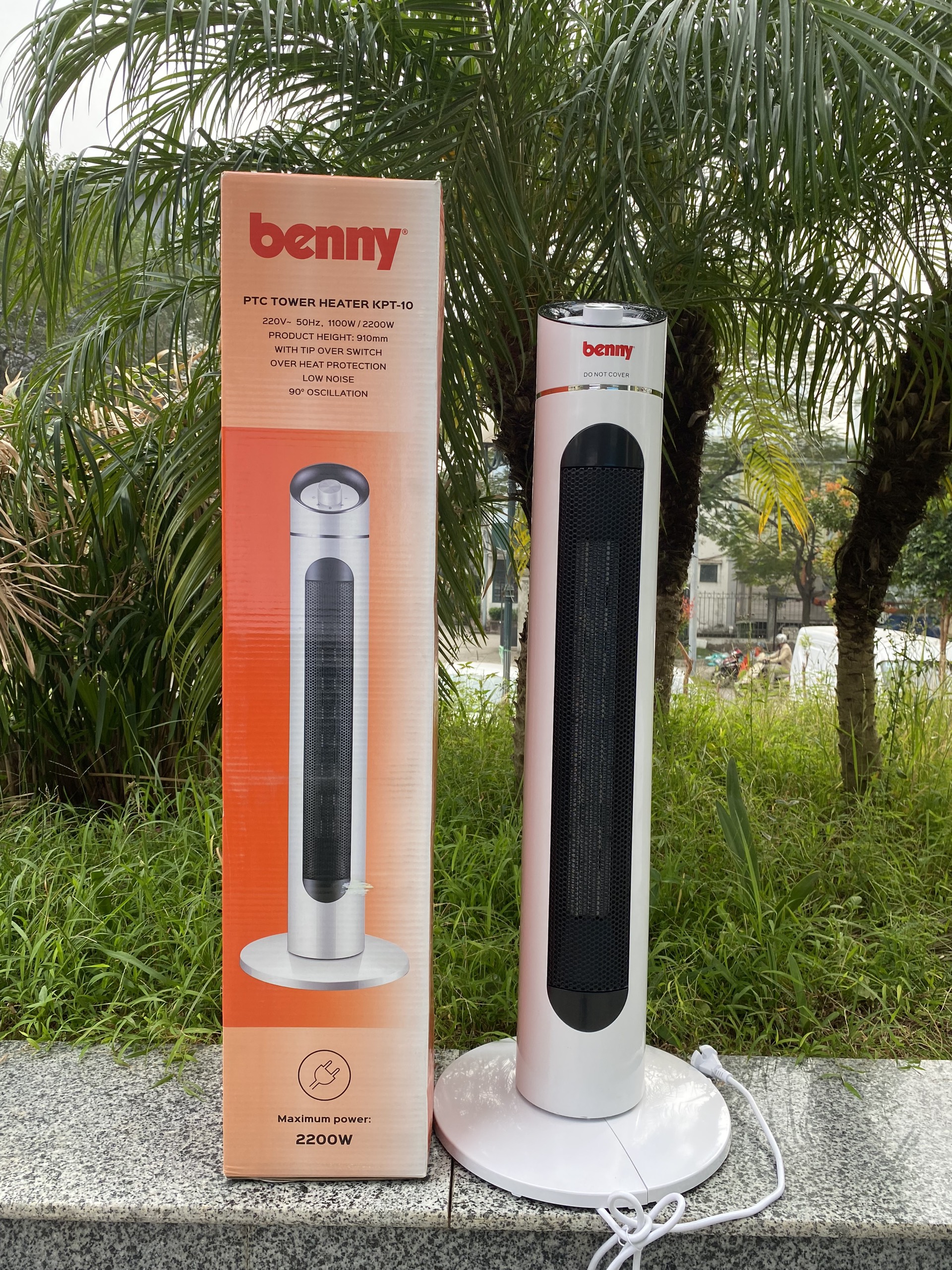 Quạt sưởi gốm cơ Benny BHT2300, 2200W, Black/While- Hàng chính hãng- Bảo hành 1 năm, lỗi 1 đổi 1