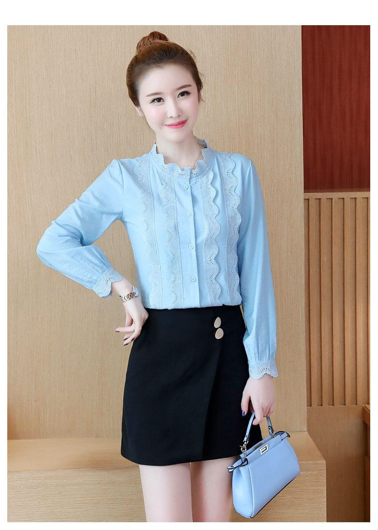Áo sơ mi kiểu phôi ren ngực NT6366A