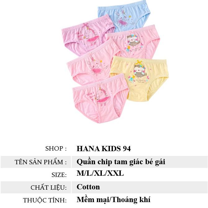 Quần lót tam giác bé gái cotton cao cấp mềm mại thoáng khí - Quần chíp trẻ em bảo vệ vùng kín size 8 - 30 kg