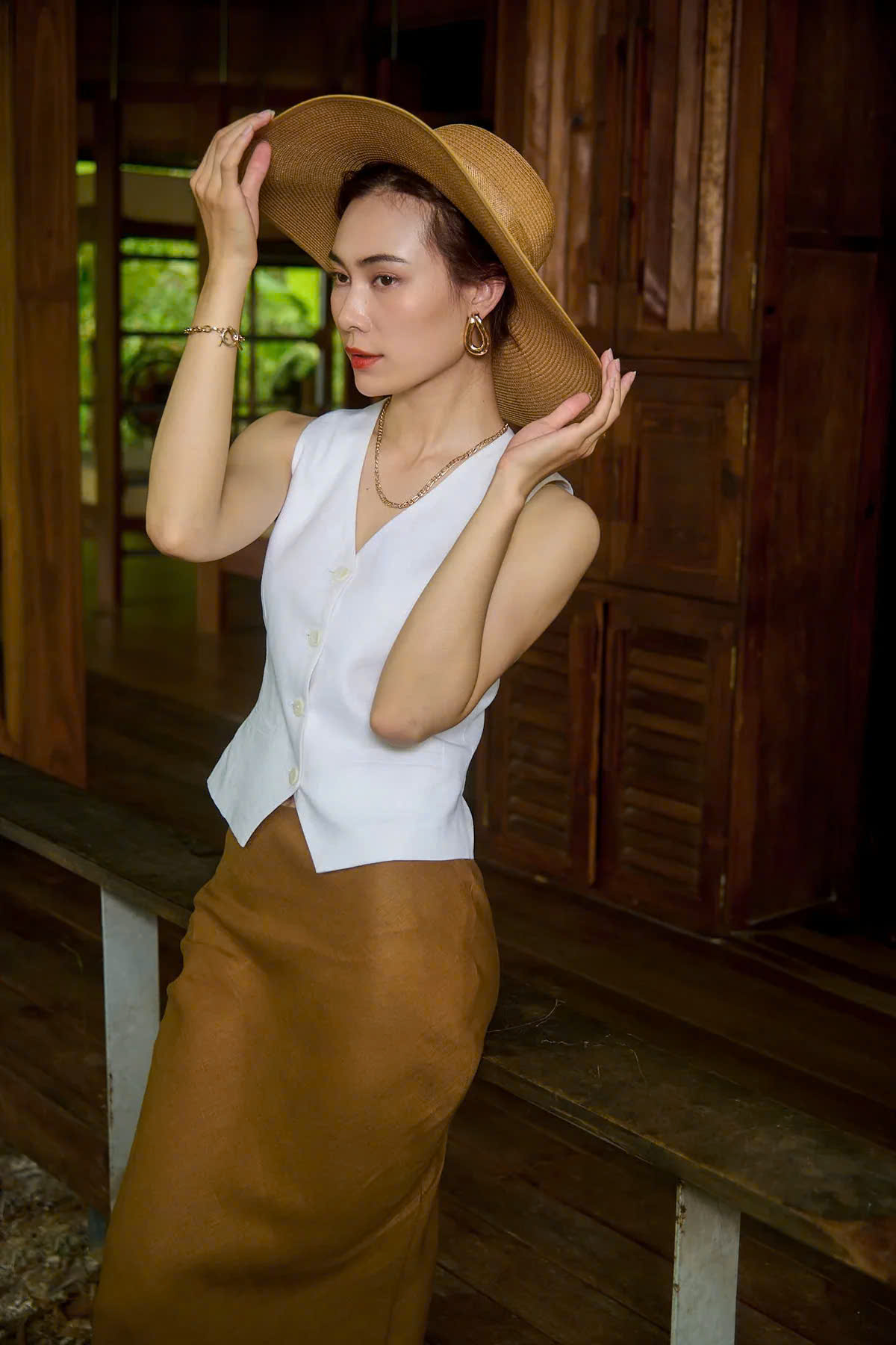Áo Vest Gilet Linen Trắng An Nam TOP203 thời trang Hity
