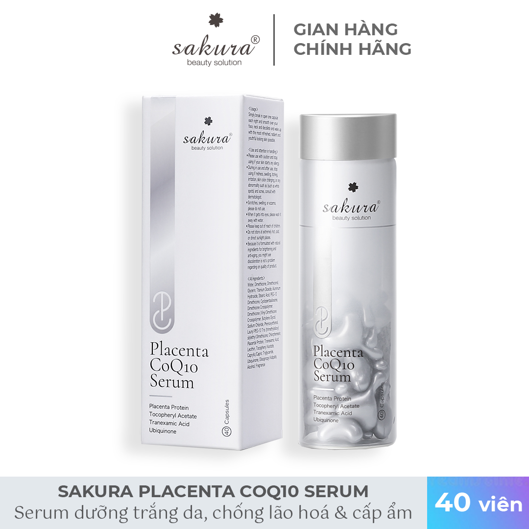 Serum dưỡng trắng da chống lão hóa tinh chất nhau thai cừu Sakura Placenta COQ10 serum xuất xứ Nhật Bản 40 viên