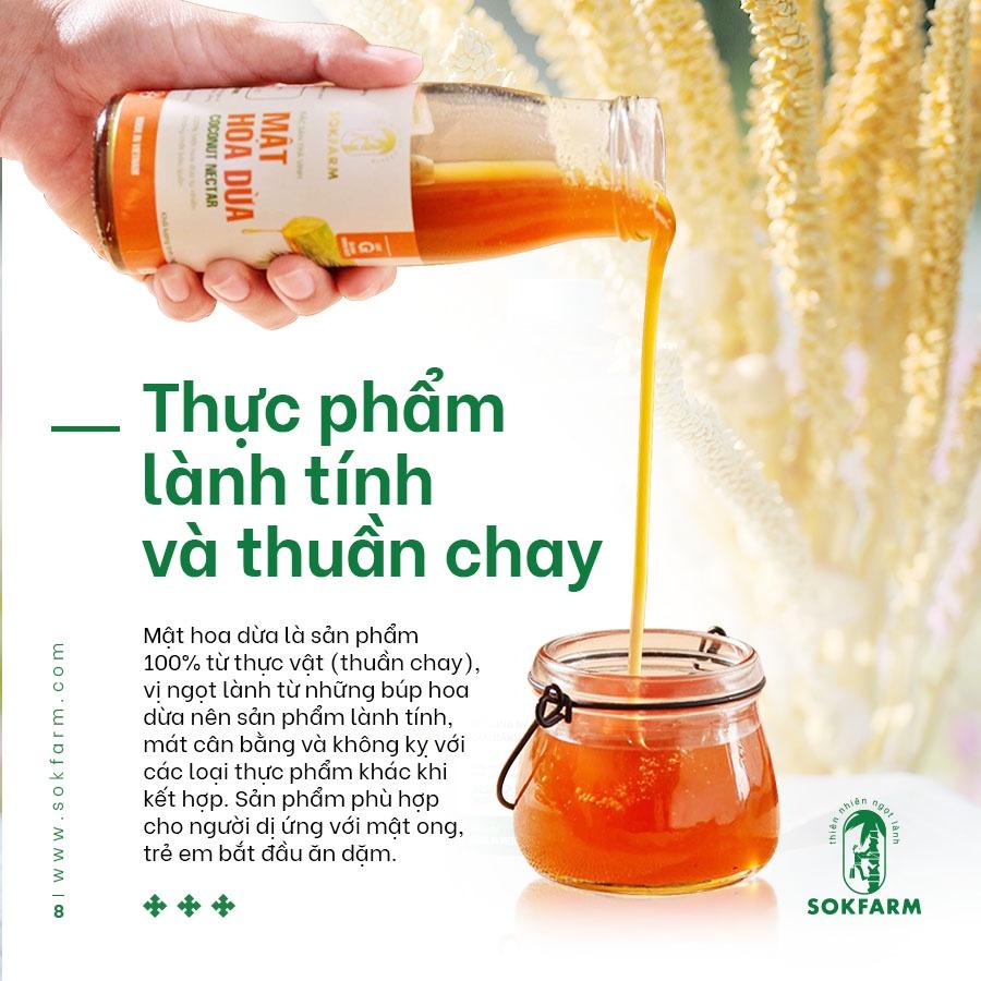 Mật hoa dừa SOKFARM chỉ số GI thấp chai 250g và 65g- cho người ăn kiêng, ăn chay