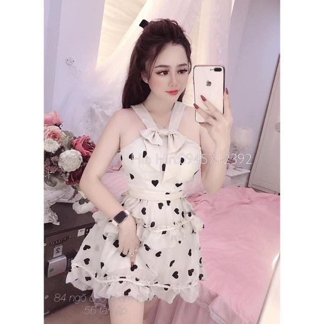 BB211 Đầm tiểu thư 2 dây Chữ V nơ ngực quá xinh