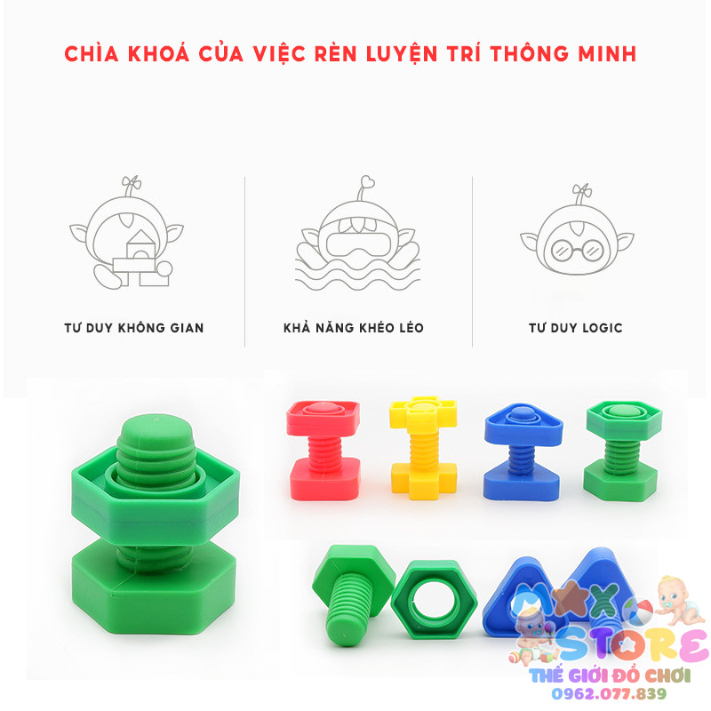 Đồ Chơi  Xếp Hình Ốc Vít Nhựa Size To Cho Bé Thực Hành Lắp Ráp