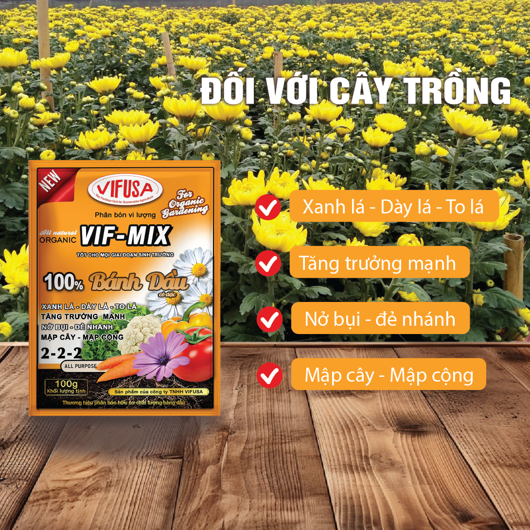 VIF-MIX - Phân bón bánh dầu đậu phộng gói 100g