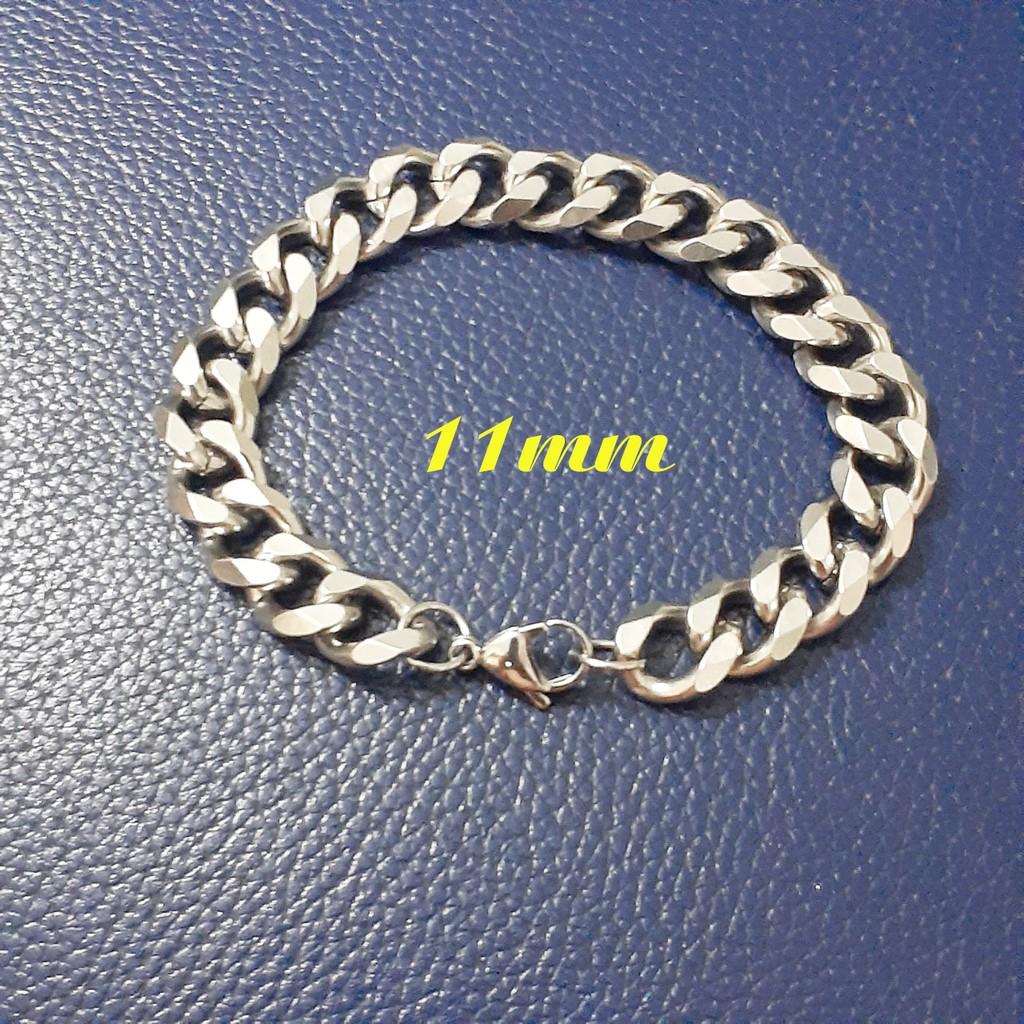 Lắc tay inox lặc đơn vát cạnh 9mm, 11mm, 13mm đẹp, không đen, không gỉ theo thời gian - Thể hiện đẳng cấp phái mạnh