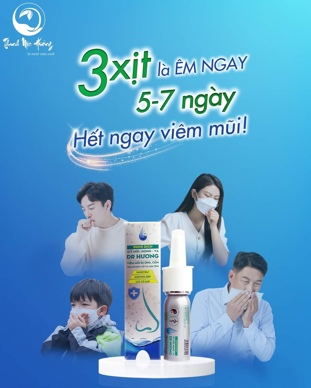 Xoang mũi dung dịch xịt mũi họng VA Dr Hương Thanh Mộc Hương 15ml