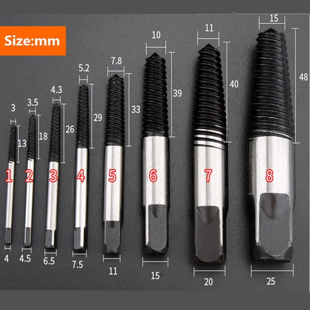 Bộ taro ren trái nhổ ốc vít gãy 8 cây , dụng cụ mở ốc vít, mũi khoan lấy ốc gẫy