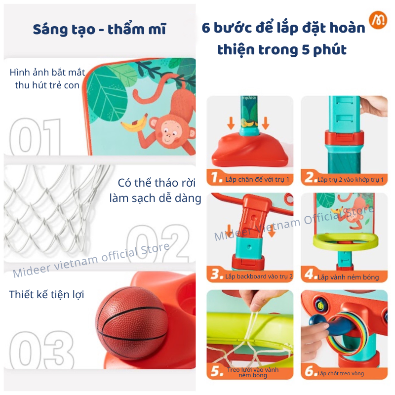 Đồ chơi cột ném bóng rổ đa năng Mideer Versatile Basketball Hoop