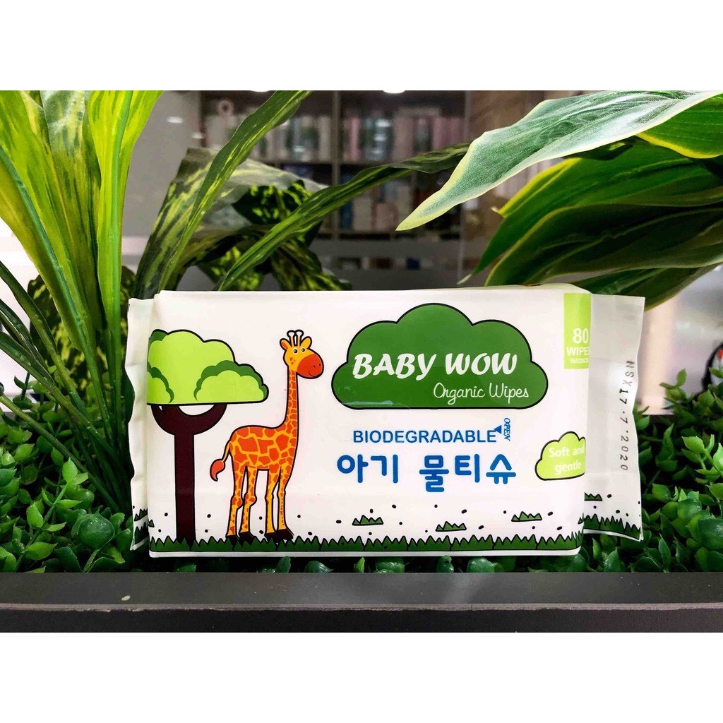 Combo 2 khăn ướt Organic 80 tờ không mùi Baby Wow