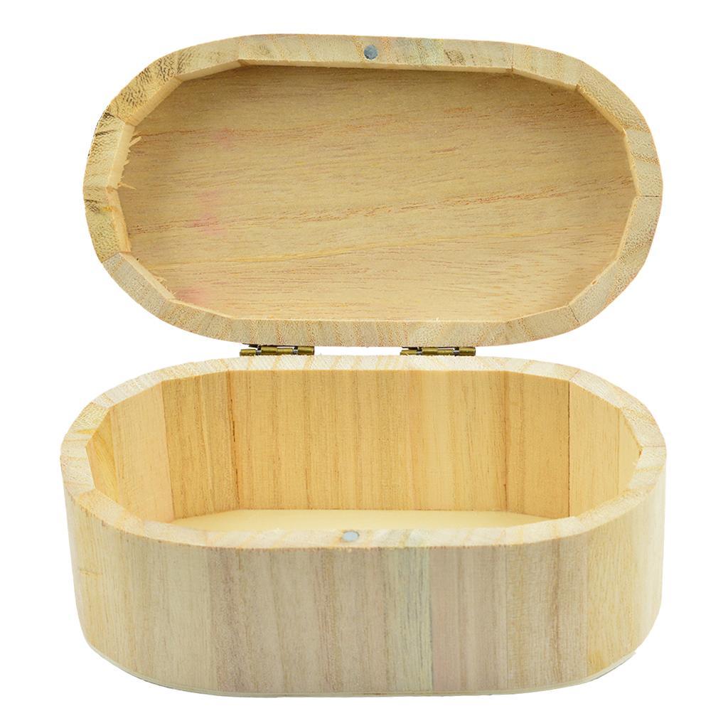 2x Oval Shape Unfinished Wood Wooden Box Jewelry Gift Box Case for DIY Craft