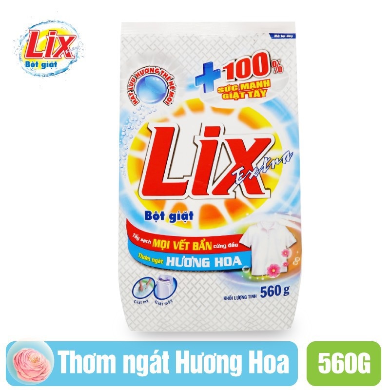 Bột Giặt Lix Extra Hương Hoa 560G EB560 - Tẩy Sạch Vết Bẩn Cực Mạnh