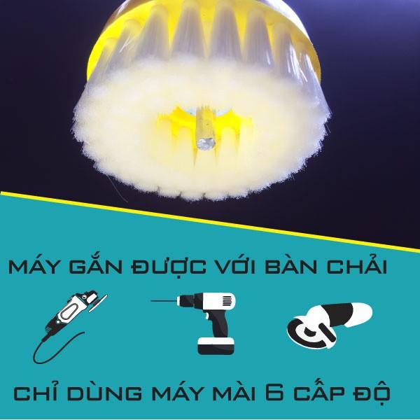 Bàn chải bánh tròn chuyên dùng vệ sinh nội thất nỉ, vải, vinyl,.. loại mịn - gắn máy 11cm - màu trắng