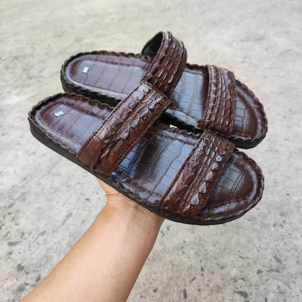 Dép ngang 2 quai da cá sấu vây đuôi rất đẹp!