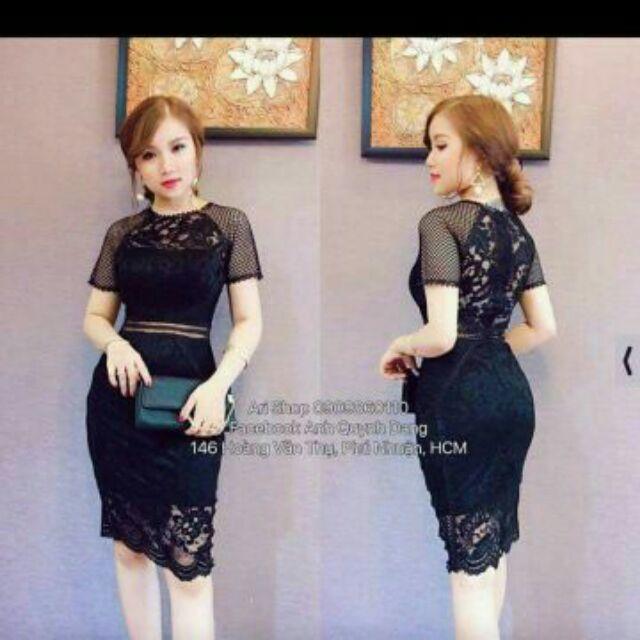 Đầm body ren tay ren lỗ