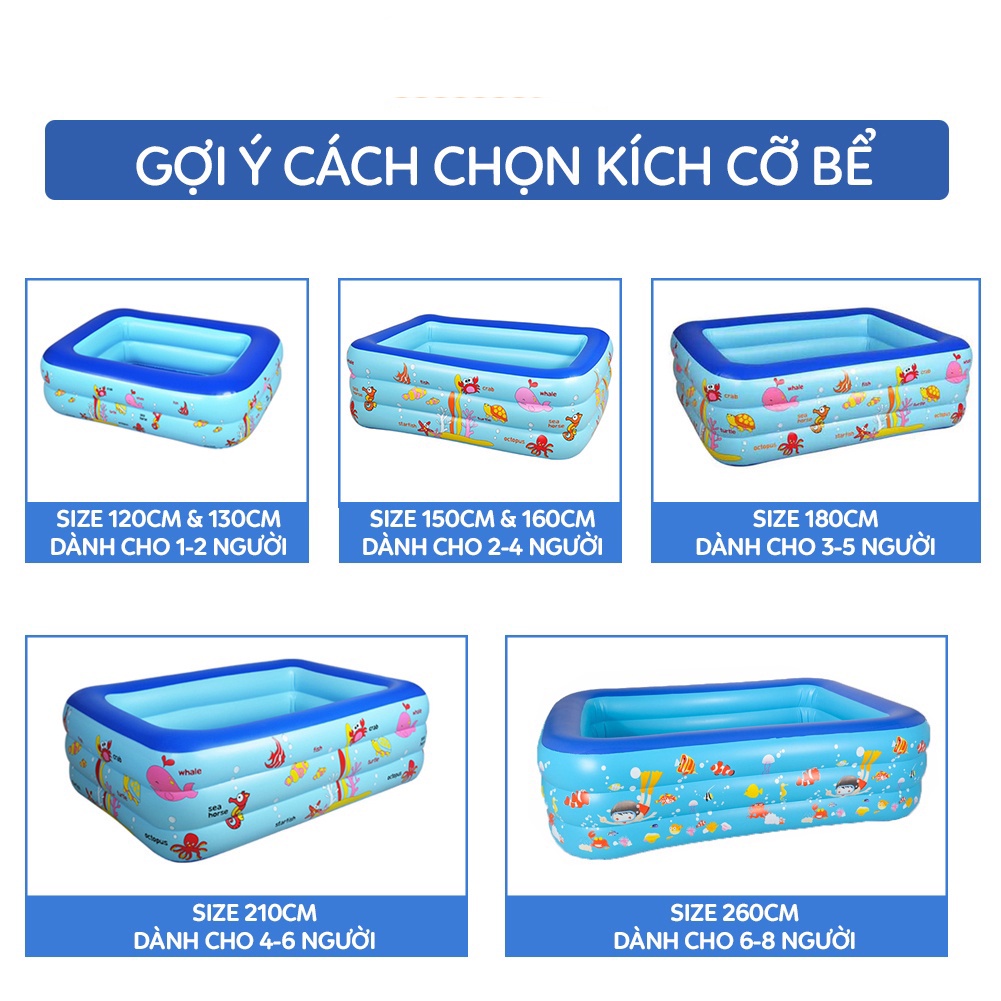 Bể Bơi Phao Cho Bé Và Gia Đình,Bể Bơi Bơm Hơi Gấp Gọn Chất Liệu PVC Siêu Bền An Toàn Đáy Chống Trơn Trượt