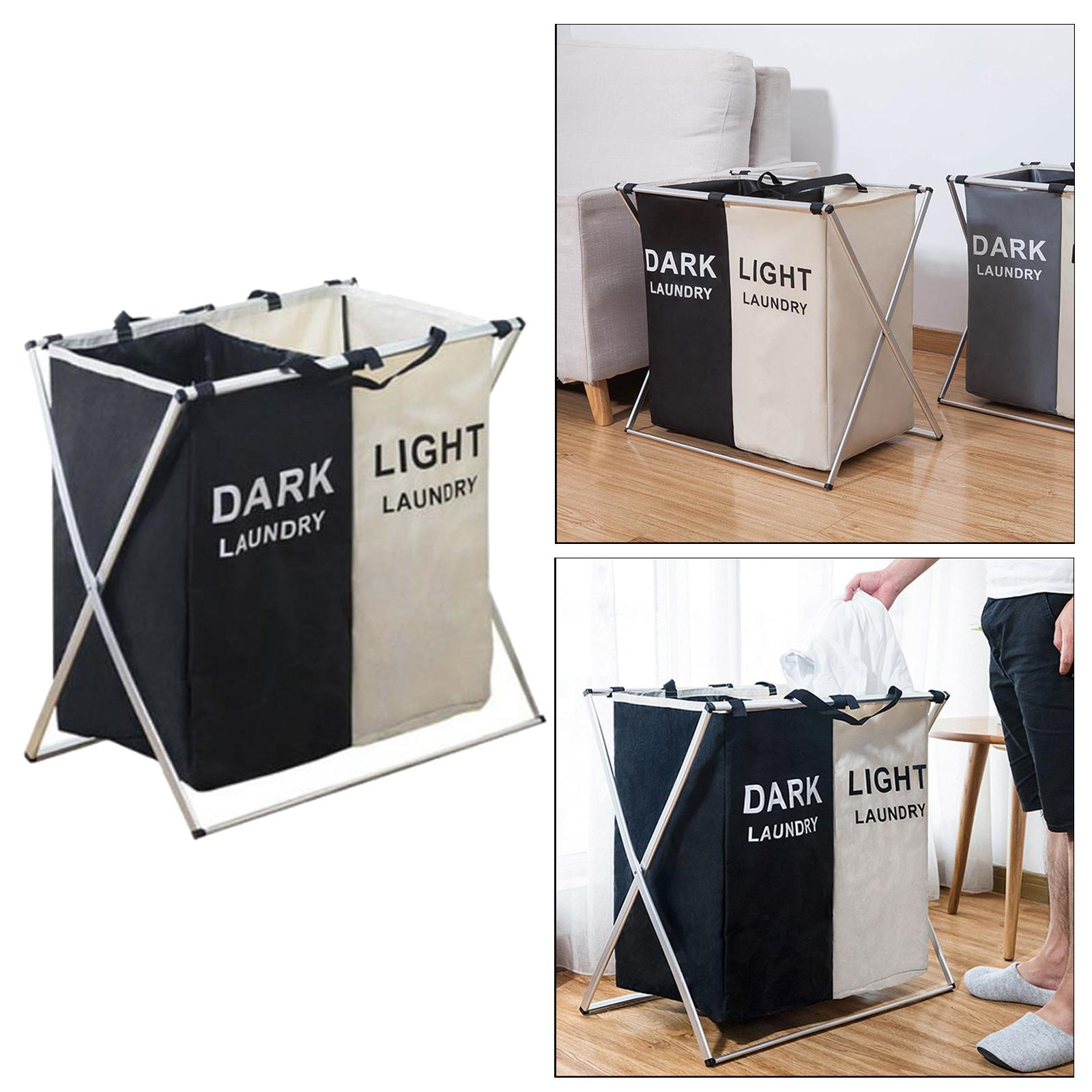 Laundry Cloth Hamper Sorter Basket Bin with Aluminum Frame Washing Storage