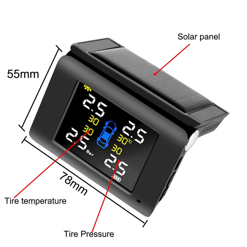 Hệ thống giám sát áp suất lốp xe hơi TPMS có màn hình led hiển thị nhiệt độ và 4 cảm biến ngoài / tích hợp