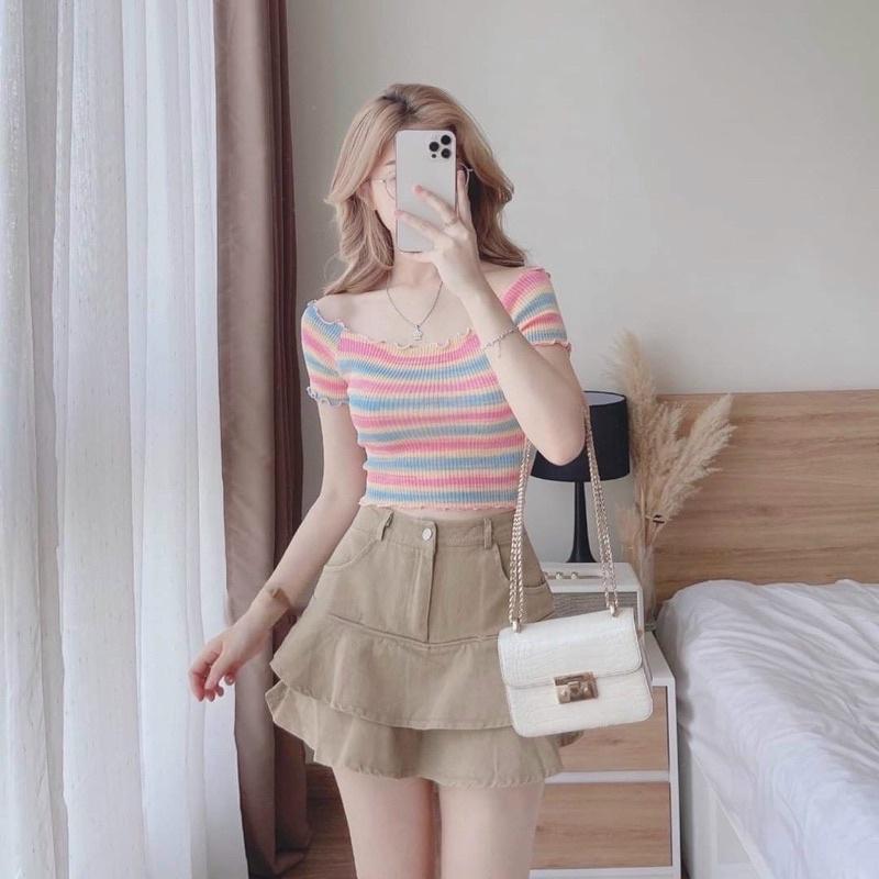 BIGSIZE Chân váy kaki tầng dáng xoè 50-90kg