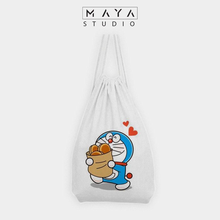 BALO RÚT MAYA vải Canvas đeo vai nhỏ xinh unisex họa tiết DOREMON cực đáng yêu