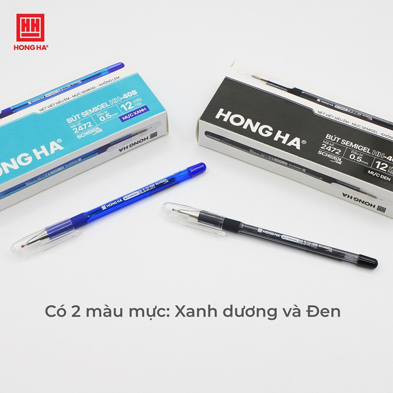 Bút Semi-gel Hồng Hà HH-408 đầu ngòi 0.5mm cho nét viết êm, trơn - 2472