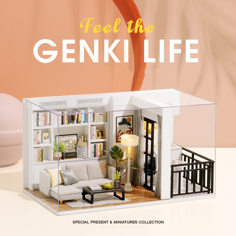 Mô hình nhà DIY Doll House Feel the Genki Life Kèm Mica Chống bụi