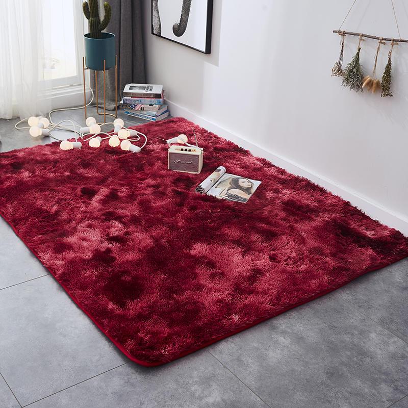 Thảm Trang Trí Lông Xù Loang Trải Sàn Cao Cấp HL-16 Đỏ Rượu