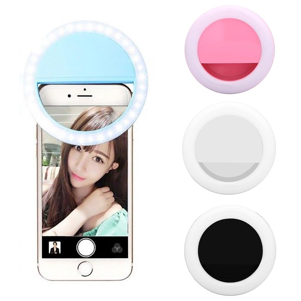 【ky】Rechargeable USB Clip-On Selfie Universal Mobile Phone LED Ring Fill Light