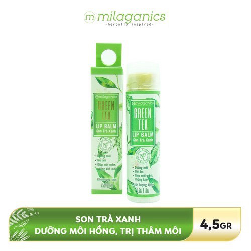 Combo Son Trà Xanh + Son Gấc + Son Dừa Dưỡng Môi, Giảm Thâm, Hồng Môi Milaganics (4.5g / Cây)