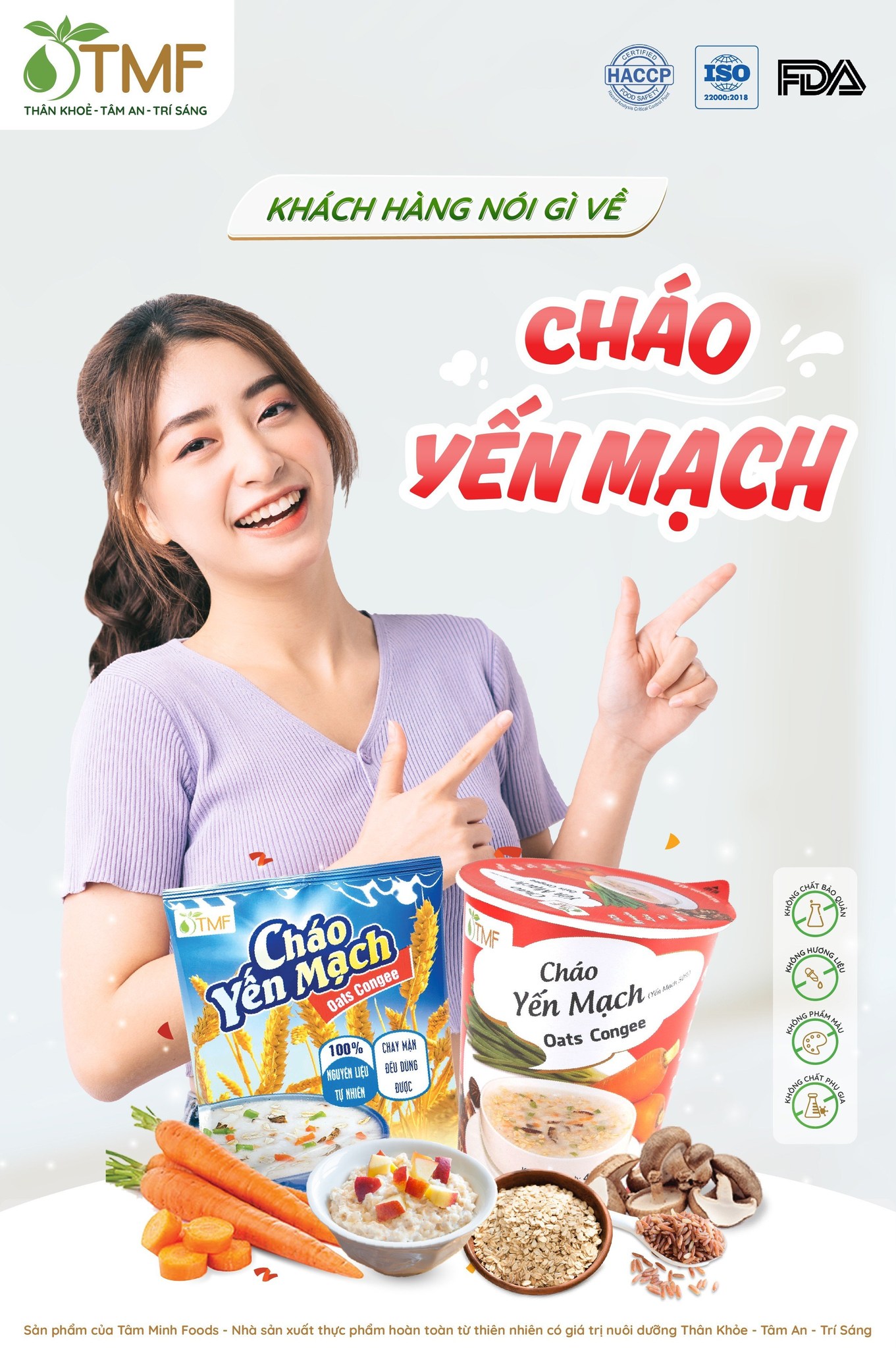 Cháo yến mạch gạo lứt gói ăn liền dinh dưỡng tiện lợi 50g TÂM MINH FOODS