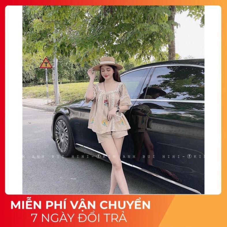 SET ÁO KEM PHỐI REN THÊU HOA QUẦN ĐÙI KEM