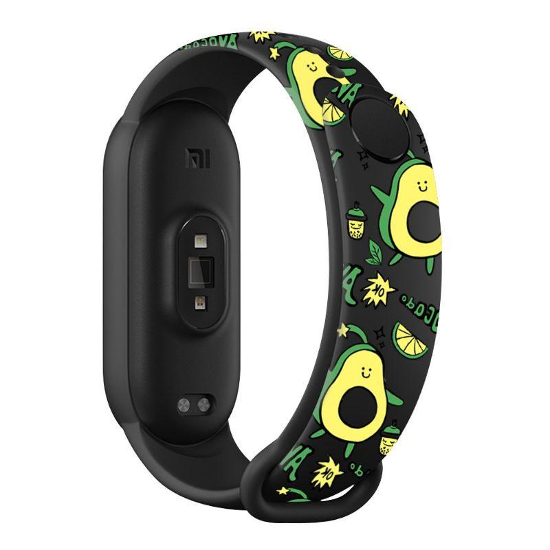 Dây Đeo Cao Su Xiaomi Miband 7 hoạ tiết hình trái bơ Avocado dây Chất Lượng cao