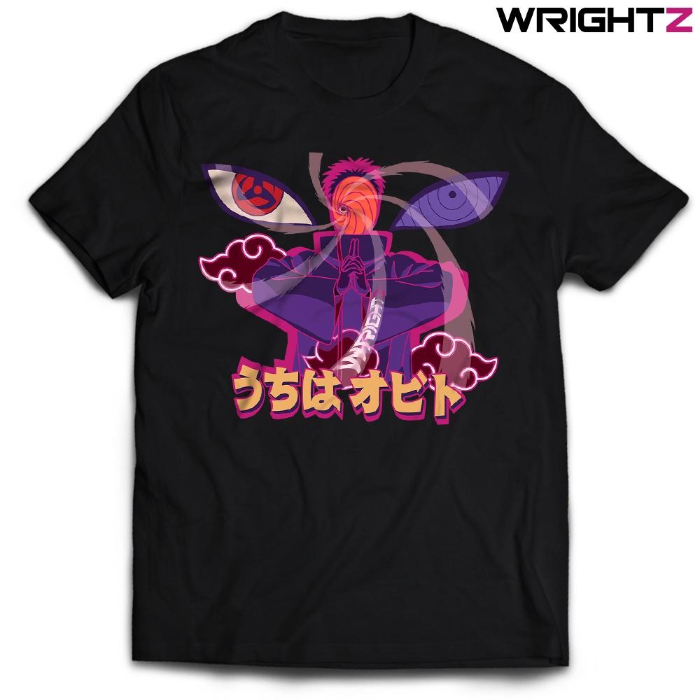 Áo thun Wrightz anime naruto uchiha obito saringan mangekyo unisex form rộng thời trang đường phố