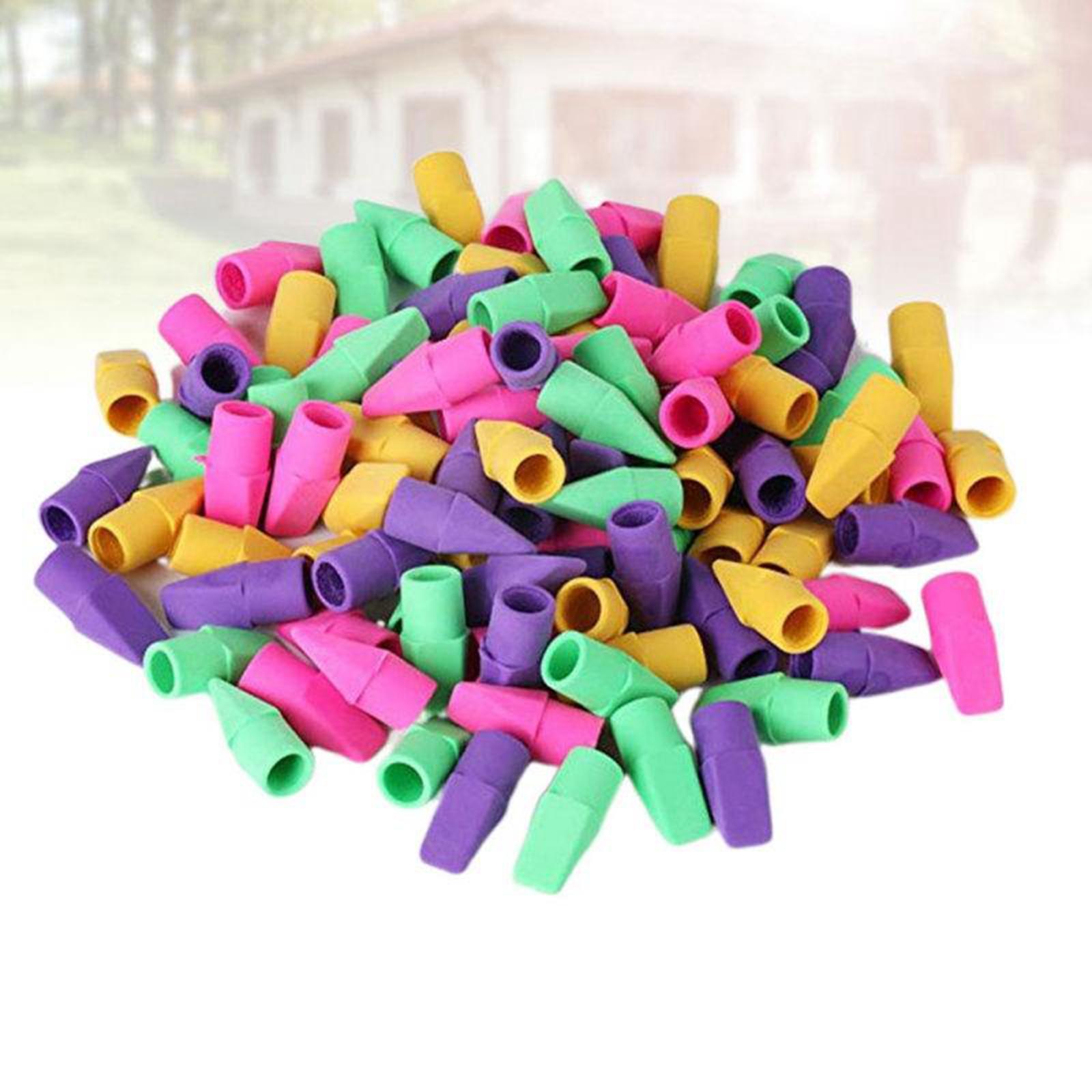 100 Pieces Eraser Hats Stationery Pencil Top Erasers for Home Supplies