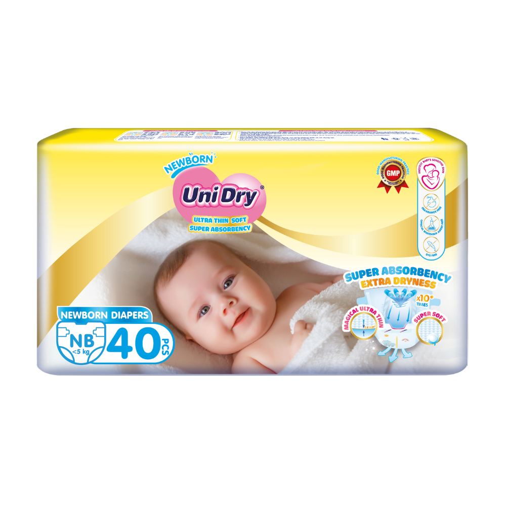 Tã Dán sơ sinh UniDry Newborn Siêu Mỏng Mềm, Siêu Thấm Hút (Dưới 5kg) - 40 miếng