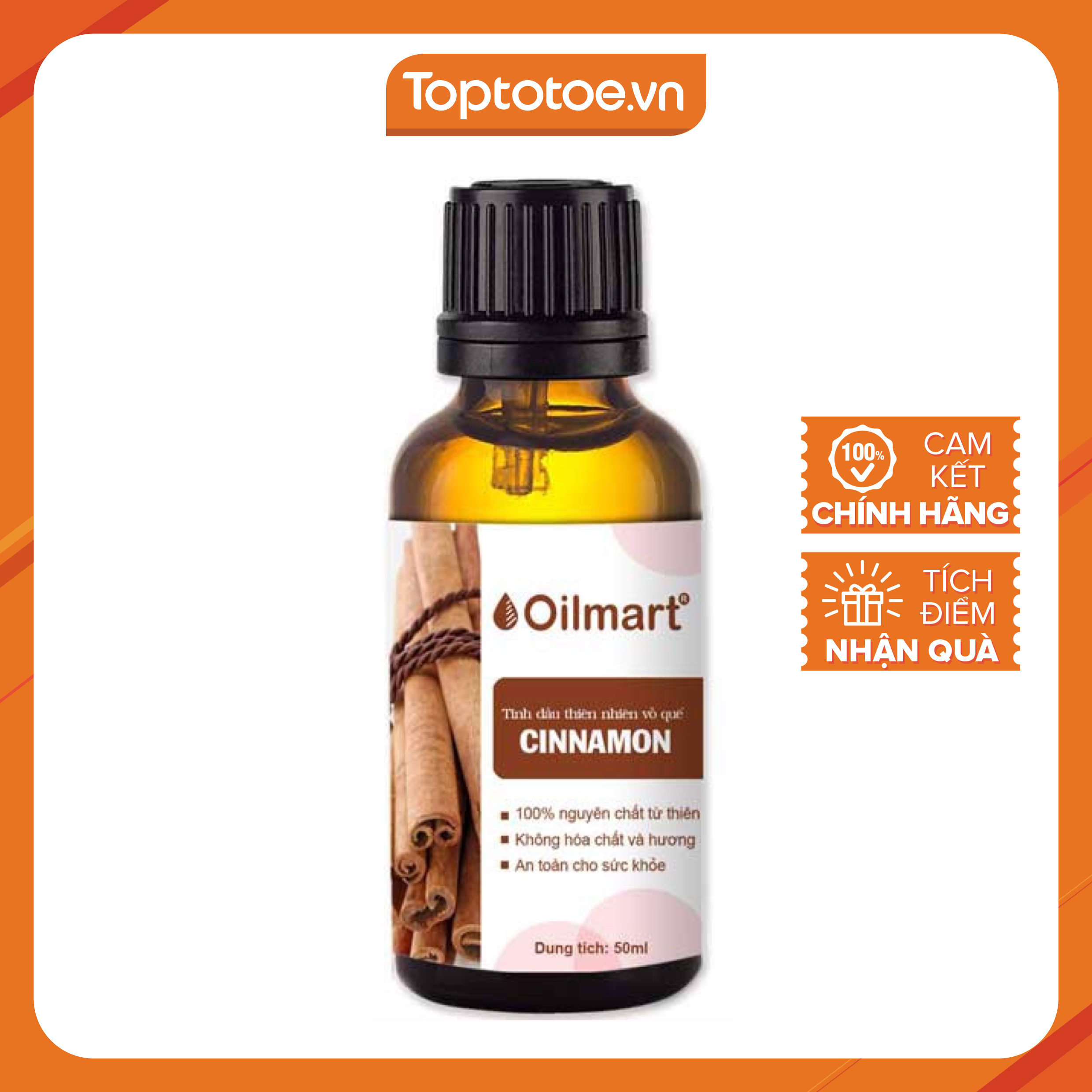 Tinh Dầu Thiên Nhiên Vỏ Quế Oilmart Cinnanmon Essential Oil 50ml