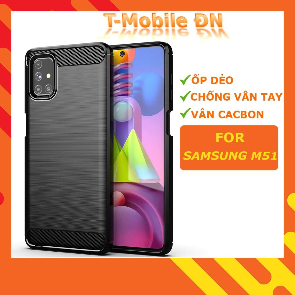 Ốp lưng cho Samsung M51 dẻo Cacbon phay xước chống sốc chống vân tay