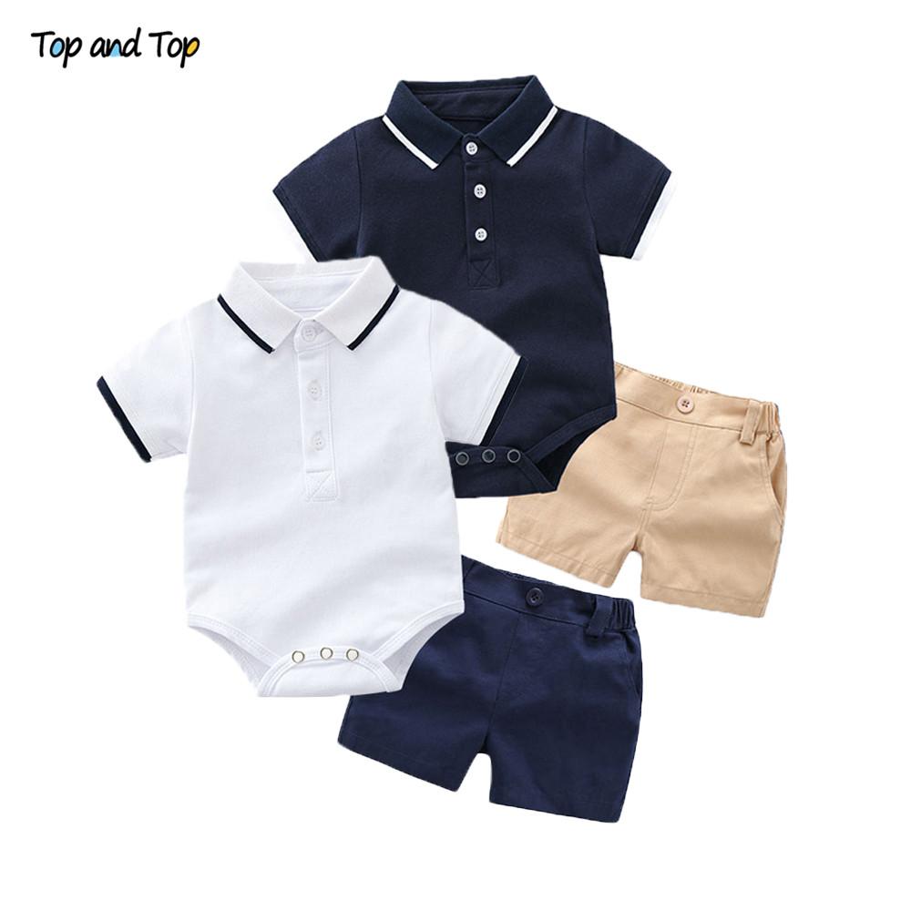 Trên Và Đầu Thời Trang Mùa Hè Bé Trai Sơ Sinh Chính Thức Bộ Quần Áo Cotton Áo Liền Quần Top + Quần Short Bé Quý Ông Lịch Lãm Phù Hợp Với Trẻ Em Bé Trai quần Áo Bộ