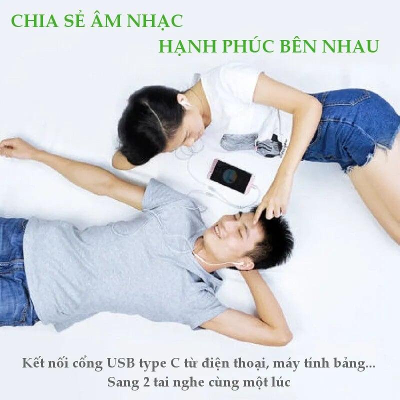 Ugreen UG30732AV144TK 20CM màu Trắng Cáp chuyển đổi TYPE C sang 2 đầu 3.5mm đầu mạ vàng - HÀNG CHÍNH HÃNG