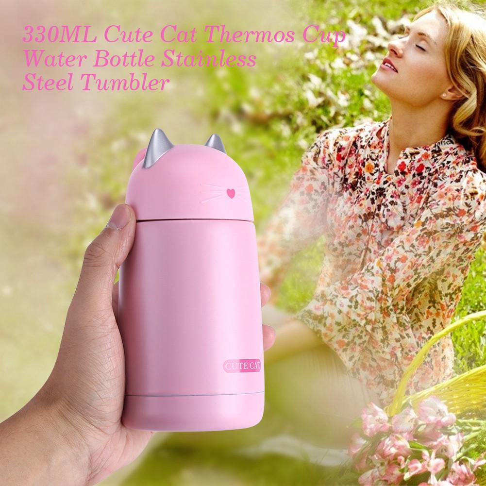 Bình nước giữ nhiệt hình mèo dễ thương 330ml