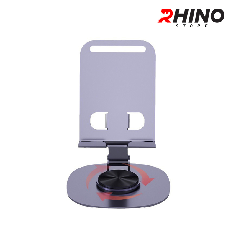 Kệ đỡ điện thoại 360° Rhino KP304, giá đỡ hợp kim nhôm cao cấp để bàn cho tiện lợi có thể gấp gọn - Hàng chính hãng