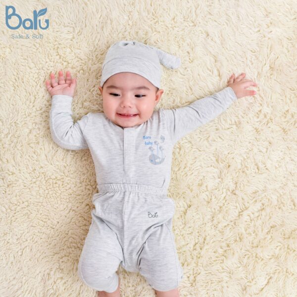 Bộ dài tay cài giữa  BARU cho bé chất liệu cotton mềm mại thu đông cho sơ sinh, quần áo trẻ em ( 0- 6M )