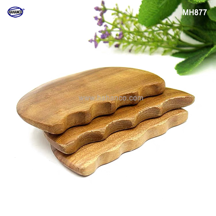 COMBO 2 Dụng cụ cạo gió Mát xa ngón tay bằng Gỗ Bách Xanh hình mặt trăng - Chăm sóc sức khỏe