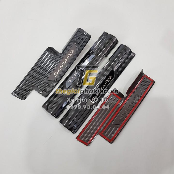 Combo ỐP BẬC CỐP VÀ BẬC CỬA xe Hyundai Santafe 2019-2020 vân Carbon