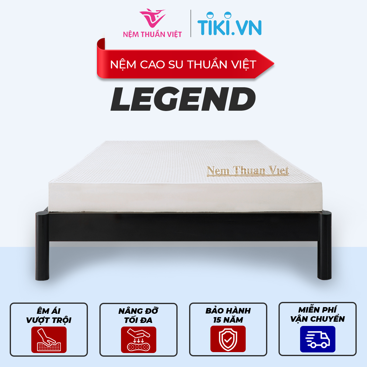 (1m8x2mx10cm) Nệm Cao Su Thuần Việt Legacy Định Hình, Nâng Đỡ Cơ Thể Vượt Trội